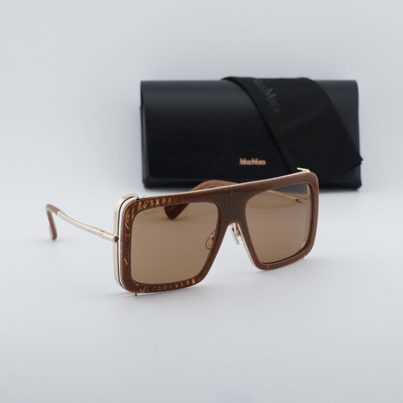 Max Mara JEAN MM0119 56E Square Sunglasses - Havana/Gold/Brown main image 8
